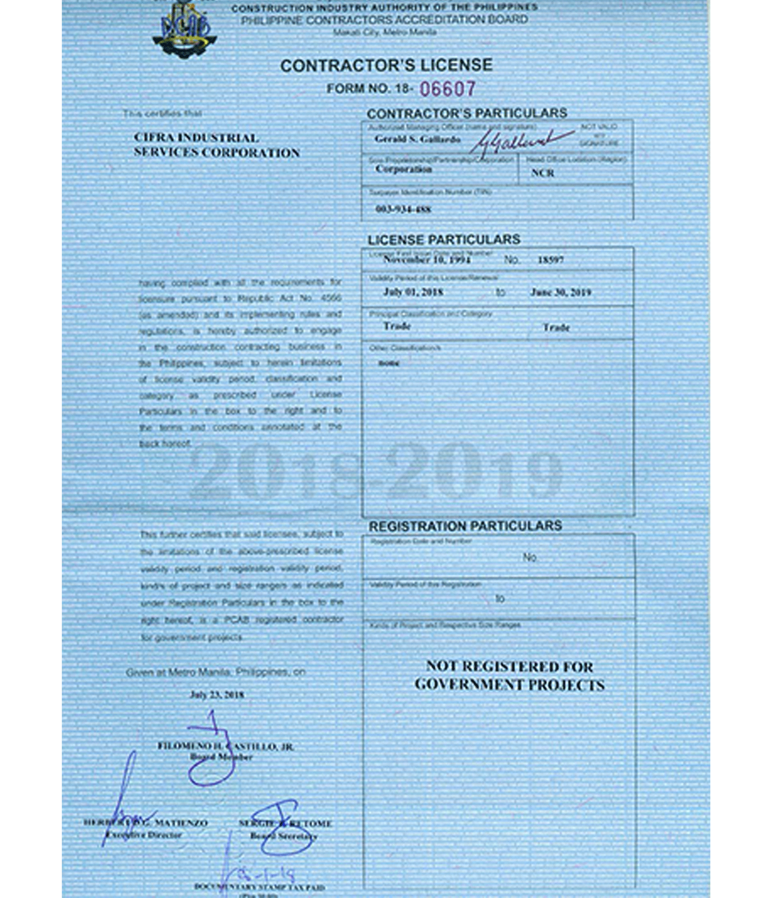 Cifra Industrial Services Corporation